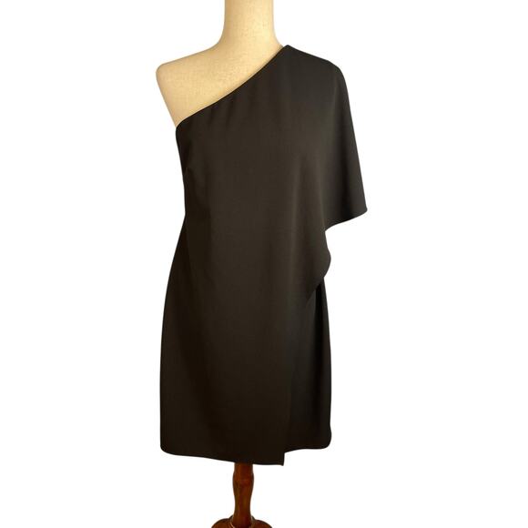 Lauren Ralph Lauren Women's One-Shoulder Jersey Crepe Shift Dress Black Size 12 - Picture 3 of 7